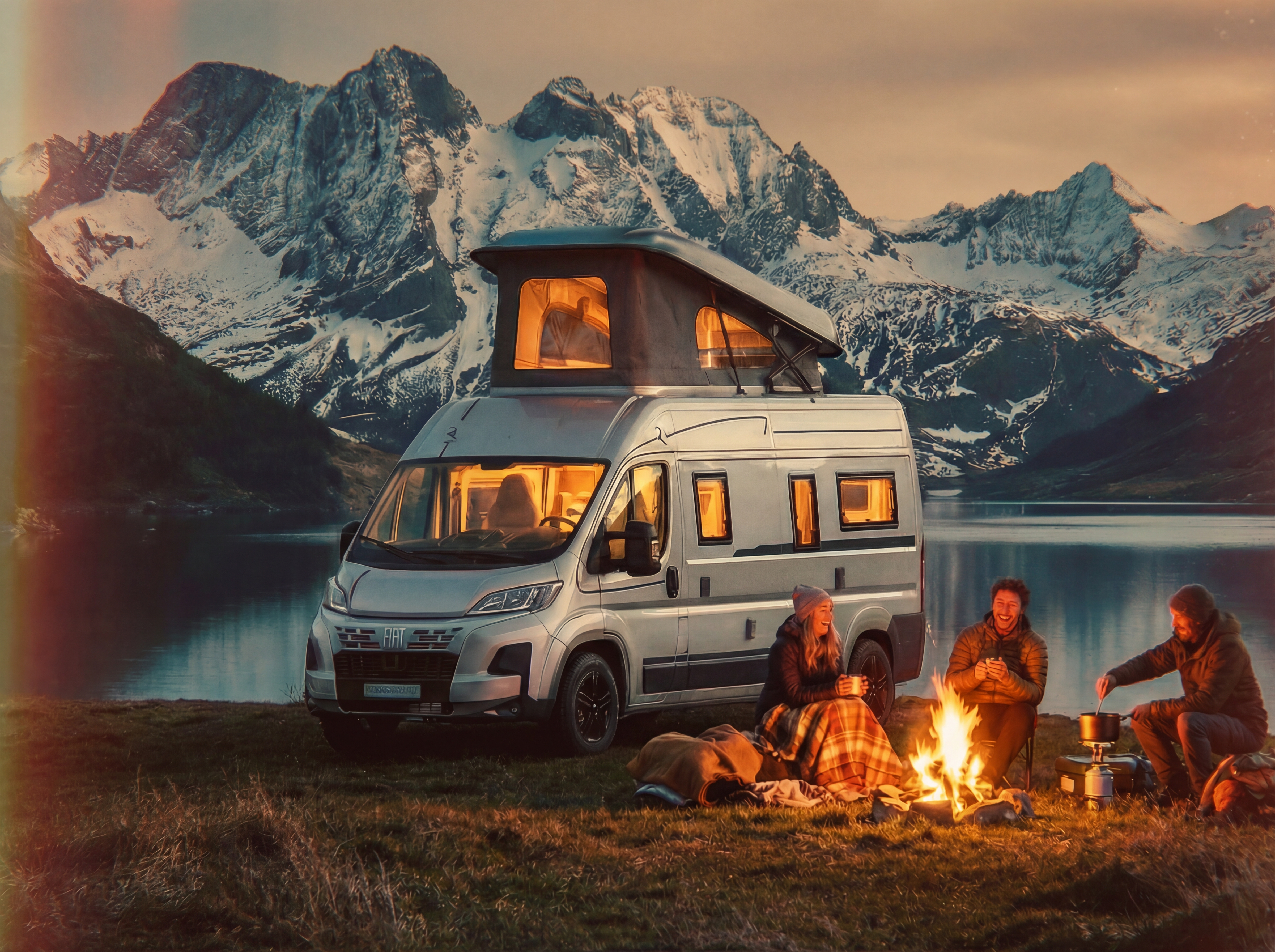 Campervan in mountains